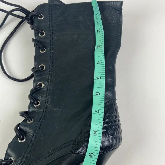 Euc Giuseppe Zanotti Black Lace Up Stiletto Boot I-18 - Picture 15 of 16